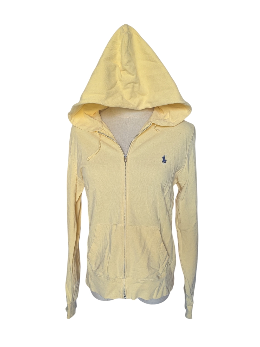 Ralph Lauren Yellow 100% Cotton Zip-Up Hoodie Large